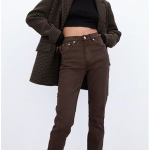COPY - NWT Zara brown chocolate split slim jeans high rise